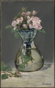 エドゥアール・マネ Painting - 花瓶に入った苔のバラ 印象派 エドゥアール・マネ